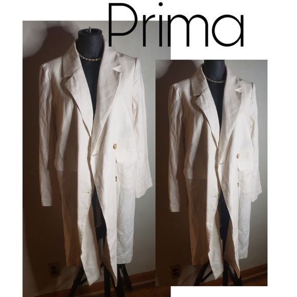 Prima Cream LINEN Duster/Light Trench. Sz Med. NWTs - Picture 2 of 6